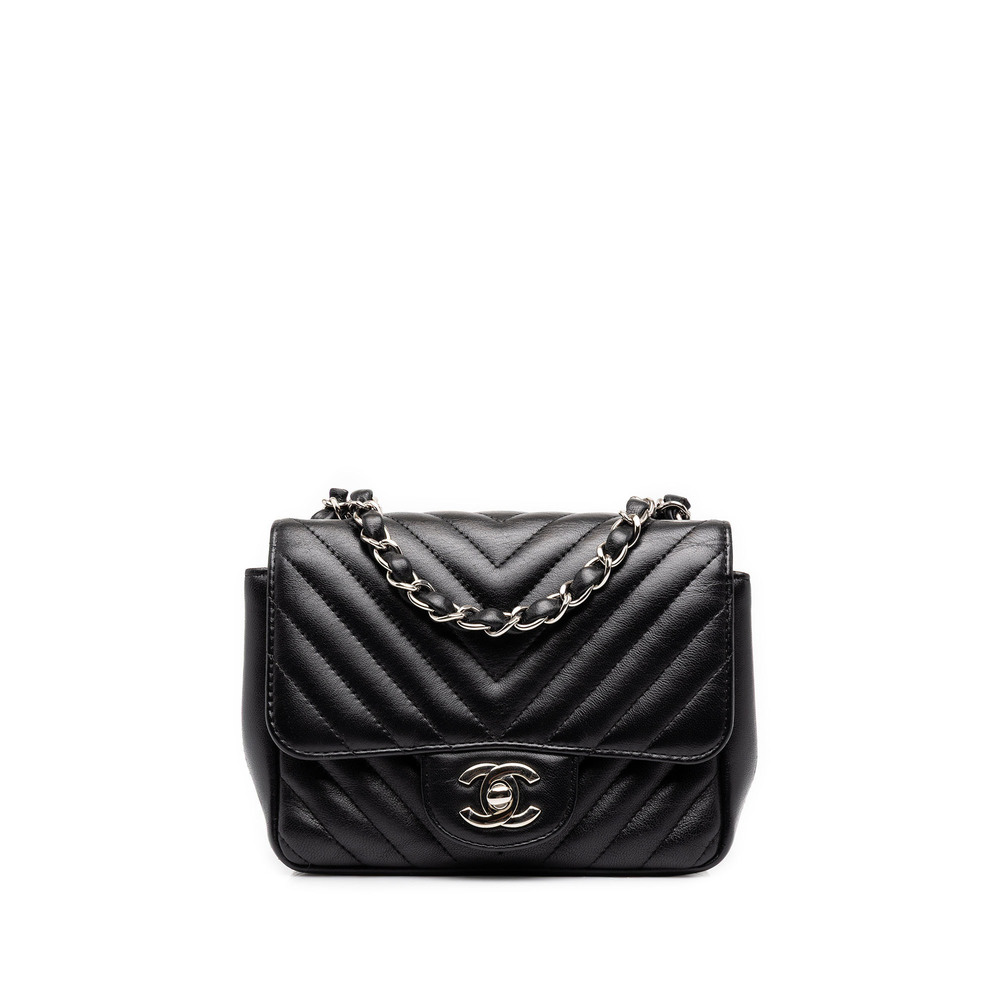 Pre-Loved Chanel Mini Square Classic Chevron Lambskin Single Flap